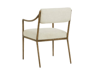 Sunpan LETICIA Dining Armchair - Timeless Geralt Linen Upholstery with Stylish Metal Frame & Comfort Design 112313