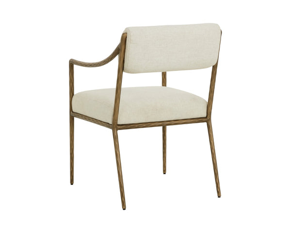 Sunpan LETICIA Dining Armchair - Timeless Geralt Linen Upholstery with Stylish Metal Frame & Comfort Design 112313