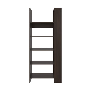 English Elm Stained Walnut Five-Shelf Open Bookcase with Spacious Display, Warm Finish, Sturdy Melamine Build (78.6"W) B062P380088