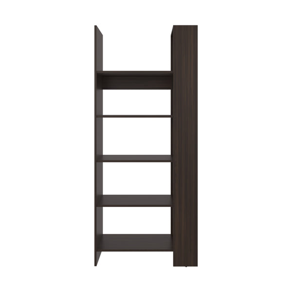 English Elm Stained Walnut Five-Shelf Open Bookcase with Spacious Display, Warm Finish, Sturdy Melamine Build (78.6"W) B062P380088