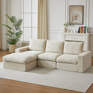 English Elm 99-Inch L-Shaped Corduroy Sectional Sofa With Chaise & 3 Pillows – Modern Comfort For Any Room! W834S00490