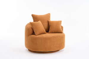 English Elm 360° Swivel Accent Barrel Chair with 3 Removable Pillows, High-Resilience Foam, Ergonomic Curved Back, Orange - Durable Stylish Seat W2231P261424