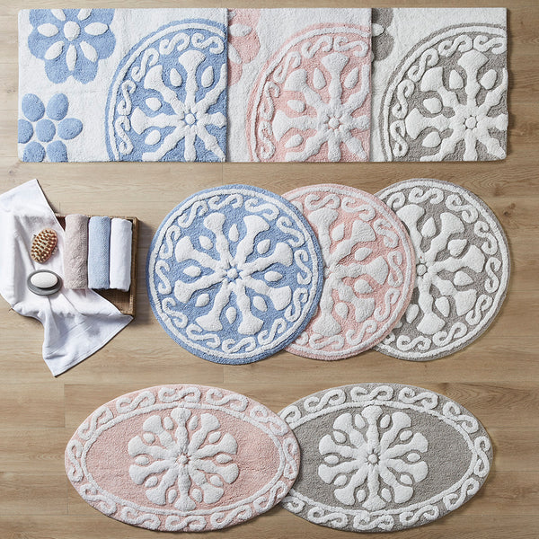 JLA Home Madison Park - Medallion Cotton Tufted Bath Rug Casablanca Medallion Round Soft Absorbent Machine Washable Boho MP72-4431