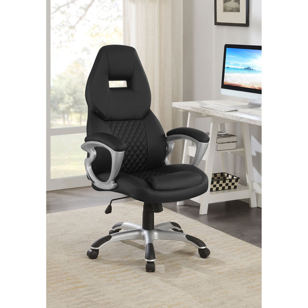 English Elm Bruce sleek Black Upholstered Adjustable Home Office Chair – Ergonomic Swivel, Rolling Casters, Timeless Comfort and Support B062P344908