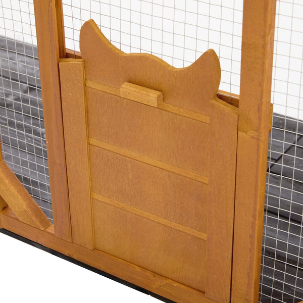 English Elm Outdoor Fir Wood Window Catio Enclosure with Four Climbing Platforms for Cats Black,Brown N719P418371D