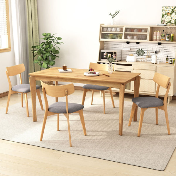 English Elm Mid-century Modern Upholstered Dining Chairs Set of 4 with Rubberwood Splayed Legs Dark Grey,Natural N768P189387O_4