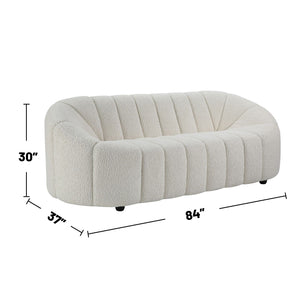 English Elm Teddy 3-Seat Sherpa Sofa in Plush White Upholstery — Sturdy Wooden Frame, Cozy Family-Ready Seating Comfort B016P329791