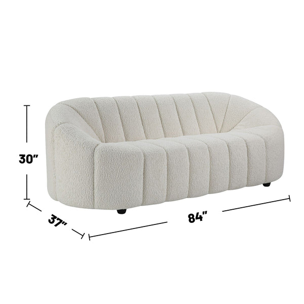 English Elm Teddy 3-Seat Sherpa Sofa in Plush White Upholstery — Sturdy Wooden Frame, Cozy Family-Ready Seating Comfort B016P329791