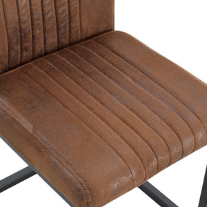 English Elm 4 Ergonomic Brown Dining Chairs with Breathable Fabric, Sponge Comfort & Sturdy Black Metal Legs W1151P266890