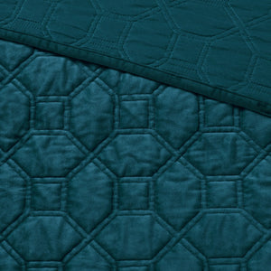 English Elm 3 Madison Park Harper Velvet Quilt Set Full/Queen with Antimicrobial Finish Plush Geometric Quilting Teal 16.14 L x 8.27 W x 17.72 H B03597495