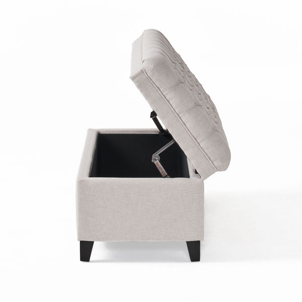 English Elm Christopher Knight Home® - Juliana Storage Ottoman – Stylish Light Grey Upholstered Seat With Hidden Compartment For Living Spaces 57741.00LGR