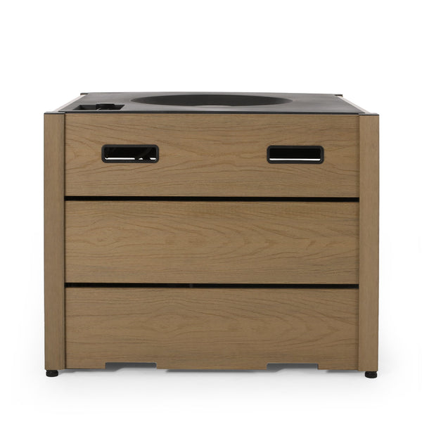 English Elm Christopher Knight Home® - Outdoor 31" WPC Base Square Propane Fire Pit with 40,000 BTU Lightweight Concrete Top & Tank Space Brown 69741.00WPCBRNBSE-40K_69741.00TOP-40K