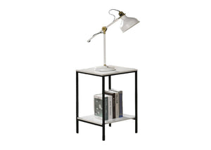 English Elm White Modern 3pc Table Set with Angular Geometric Metal Bases, Engineered Wood Surfaces, Sleek Living Room White 47 L x 21 W x 5 H B2741P392070