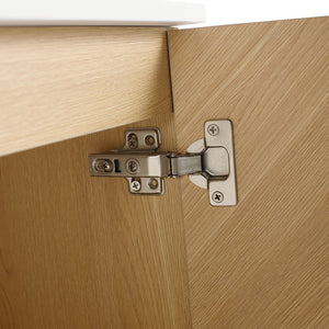 English Elm 30" Bathroom Vanity With Wall-Mounted Design, Ceramic Vessel Sink & Soft-Close Doors For Modern Homes W999S00447