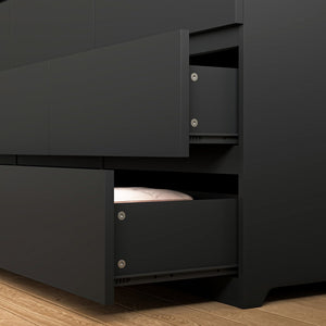 English Elm 9 Drawer Matte Black Dresser Push Open Handleless Design Wide Bedroom Storage Chest W409P334005