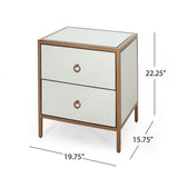 Christopher Knight Home® - Noble House - Ardith Glam Mirrored 2 Drawer Cabinet