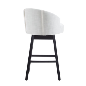 English Elm Christopher Knight Home® - 33.25" Swivel Counter Stools Set of 2 — 360° Upholstered Button-Tufted Armless Bar Stools, Black-Beige N780P185530B