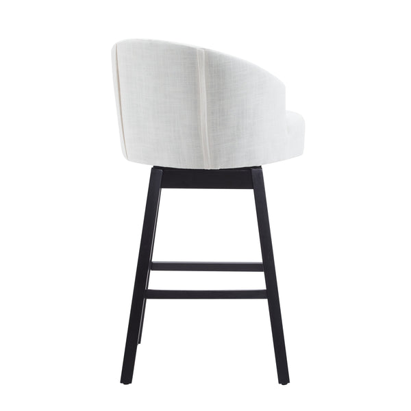 English Elm Christopher Knight Home® - 33.25" Swivel Counter Stools Set of 2 — 360° Upholstered Button-Tufted Armless Bar Stools, Black-Beige N780P185530B