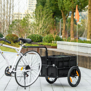 English Elm Aosom Folding Bike Cargo Trailer with Removable Box Quick Release Pneumatic Wheels W2225P200591