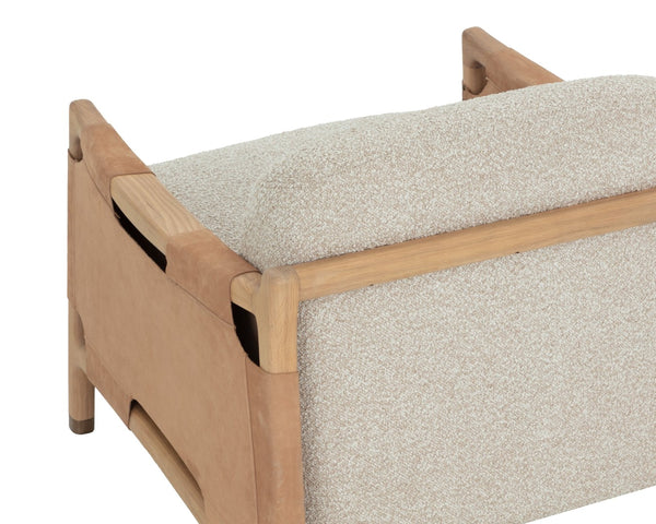 Sunpan CALLOWAY Lounge Chair - Modern Light Oak Frame with Plush Oatmeal Cushions & Nubuck Tan Leather Straps 112247