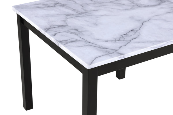 English Elm 5Pc Counter Height Dining Set - Modern White Faux Marble Table & Stylish Faux Leather Chairs, Durable B011P243217