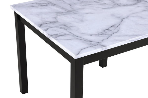 English Elm 5pc Counter Height Set Square Faux Marble Table Nailhead Upholstered Chairs Modern B011P446663