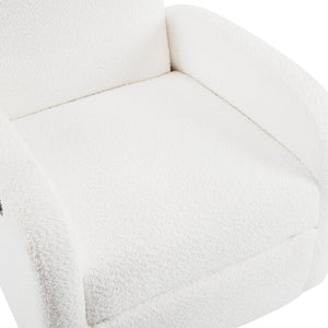 English Elm 360 Swivel Glider Recliner with Solid Wood Base Contemporary Upholstered Lounge Chair Beige N771P363407A