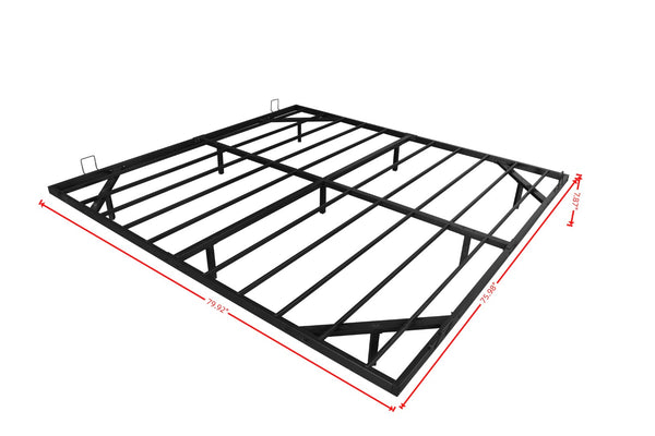 English Elm King Metal Platform Bed with Led Underlighting Low Profile Industrial Frame W1670P255522