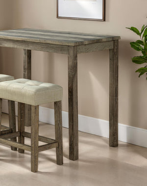 English Elm Modern Transitional Brown Counter Height Dining Set with Biscuit-Tufted Stools, 3pc Space-Saving Chic B011P302801