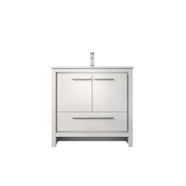 English Elm White Bath Vanity With Cultured Marble Top & Chrome Faucet - Elegant Storage Solution For Your Bathroom B2731P259379-GIGA