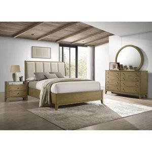 English Elm Menlo Queen Bedroom Set with Pine Finish Tufted Headboard and Antique Nickel Hardware B062S01548