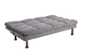 English Elm Contemporary Microfiber Futon Sofa Converts to Bed with Chrome Legs, Compact Space-Saving Design, Durable Upholstery Gray 40 L x 67 W x 8 H B2741P363779