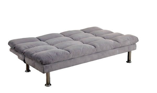 English Elm Contemporary Microfiber Futon Sofa Converts to Bed with Chrome Legs, Compact Space-Saving Design, Durable Upholstery Gray 40 L x 67 W x 8 H B2741P363779