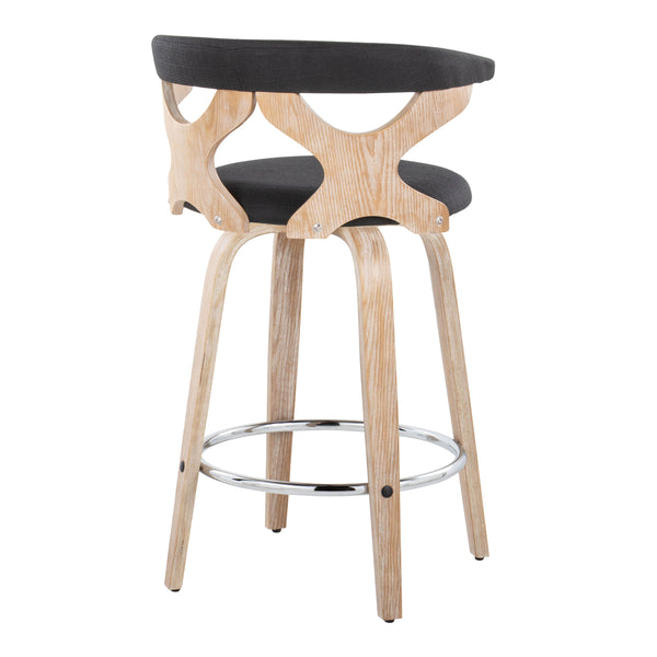 English Elm Gardenia Contemporary 26" Fixed-Height Swivel Counter Stool with Padded Fabric Seat and Chrome FootrestGardenia Contemporary 26" Fixed-Height Swivel Counter Stool with Padded Fabric Seat and Chrome Footrest Charcoal B202S00291