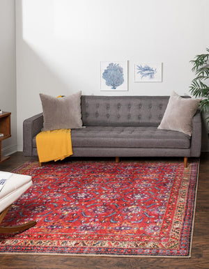 Unique Loom Timeless John Machine Made Floral Rug Red, Beige/Black/Blue/Ivory/Violet/Gold/Green 7' 6" x 7' 7"