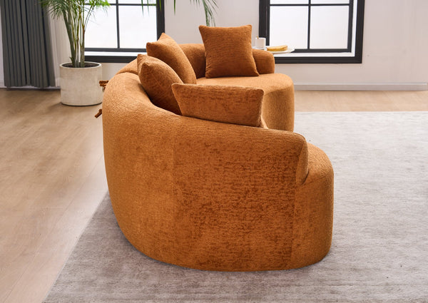 English Elm Compression Compression Sponge Sofa Curved Modular Sectional with 30D High-Density Chenille Sleeper for Cozy Apartment Living Room Comfort and Safe Rounded Design Orange W2231S00015
