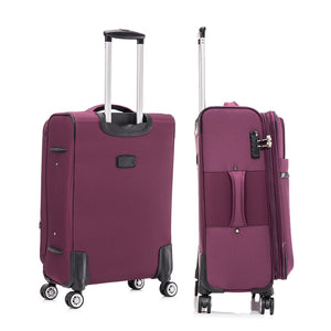 English Elm 3-piece Soft Shell Luggage Set with Swivel Wheels Telescopic Handle and Password Lock Purple T3292P343317