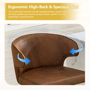English Elm Modern Oil-wax Upholstered Swivel Barstools with Ergonomic High Back for Kitchen Islands W2920P419851