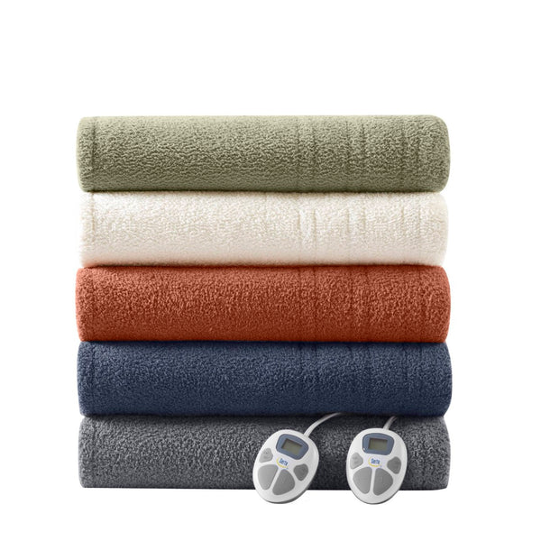 English Elm 1 Twin Faux Feathersoft Electric Blanket with 10 Heat Settings and Auto Shutoff Sage B035P319618