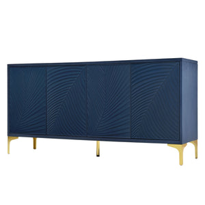 English Elm Modern 4-door Sideboard with Carved Surface, Adjustable Shelves, Spacious Storage for Entryway & Living Room W2696P280000