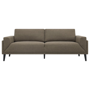 English Elm Andrena Modern 2-Piece Sofa Set With Track Arms, Brown Upholstery & Sleek Black Tapered Legs B062S01237