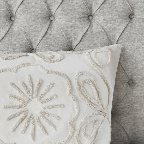 English Elm 3 Piece Tufted Cotton Coverlet Set Violette Full/Queen — Tufted Chenille Medallion Design, Soft Layered Texture Ivory+Taupe 11.81 L x 9.84 W x 9.84 H B03597575