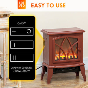 English Elm Homcom Electric Fireplace Stove - 18" Portable Heater With Realistic Flames, Safety Features & Style W2225P249838