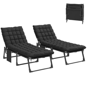 English Elm Folding Outdoor Chaise Lounge with Face Hole Side Table and Five Position Recline Black T3971P480700