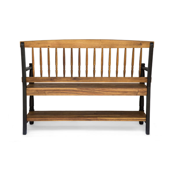 English Elm Christopher Knight Home® - Imperial Farmhouse Storage Bench - Handcrafted Acacia Wood Seat With Teak Finish For Entryways & More 62539.00BLK
