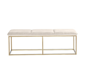Sunpan ALLEY Bench - Elegant Burnished Brass Frame with Durable Piccolo Prosecco Fabric for Any Space 105517