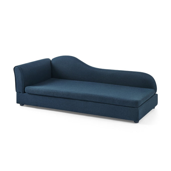 English Elm Oversized Pet Sofa with Wave Backrest Rubberwood Frame Linen Upholstery for Large Dogs W487P430332