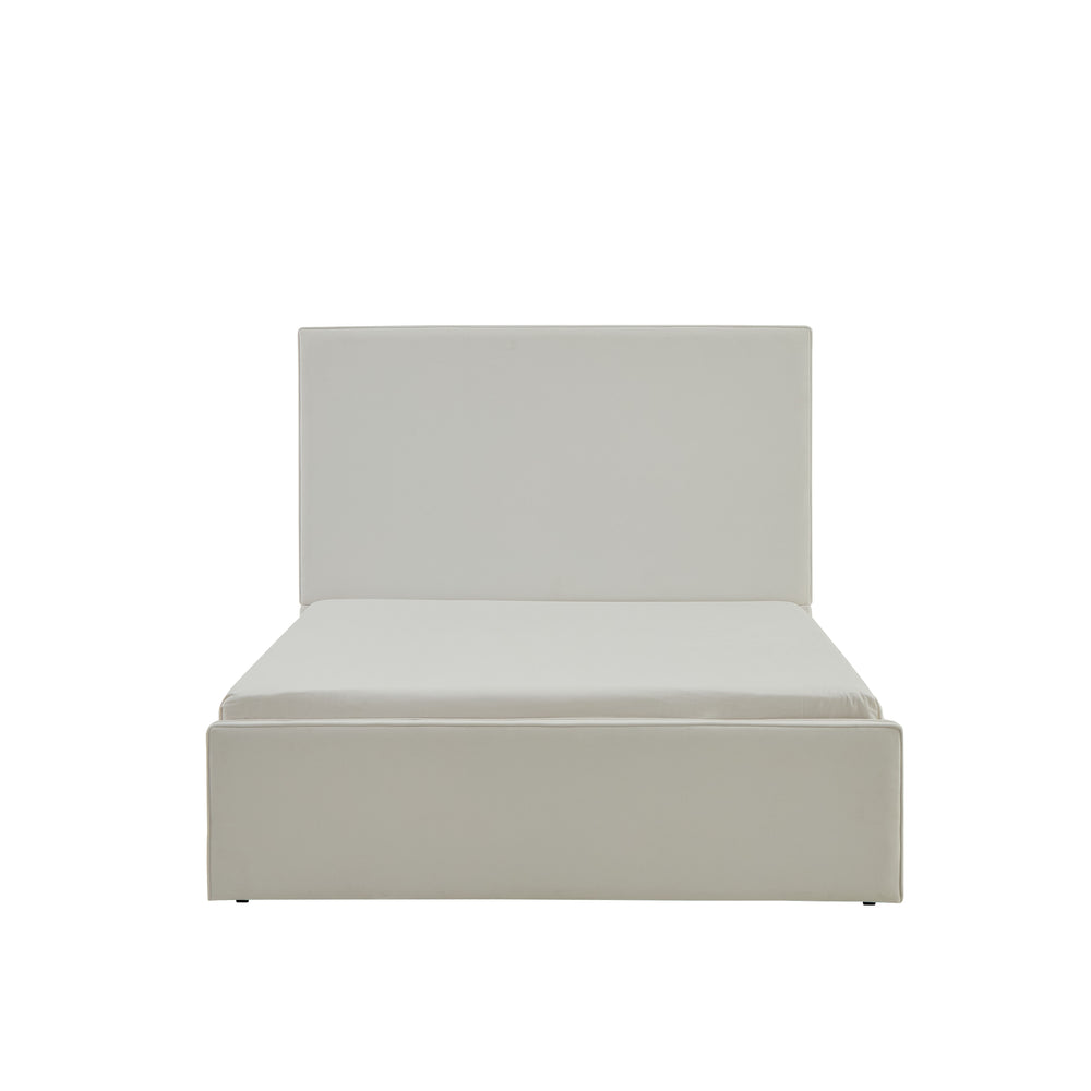 English Elm Lucas Tall Headboard Upholstered Bed - 52” Elegant Coconut Micro Suede – No Box Spring Needed & Easy Setup! B083P373030