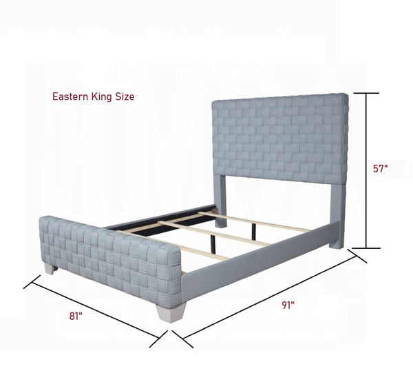 English Elm Contemporary King Upholstered Bed Teal Chenille Woven Fabric with Gray Accent Legs B2741S00756