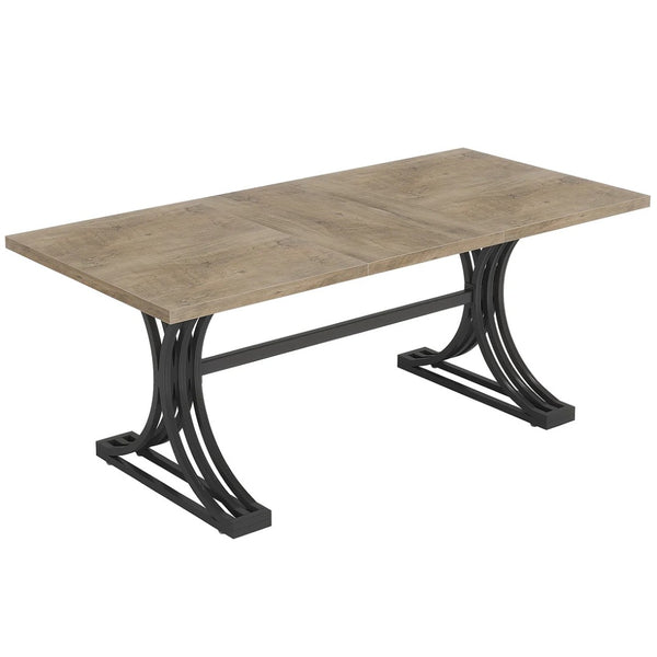 English Elm Roomy 62 Inch Executive Desk with Golden Metal Legs for Home Office Study T3971P458446